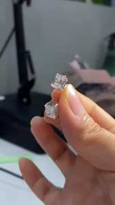 1.01CT Emerald Cut Stud <b>Earrings</b> Moissanite With 925 Sterling Silver For Women's <b>Fine</b> Party Jewelry Charms Gift For Friends - Product Image 3