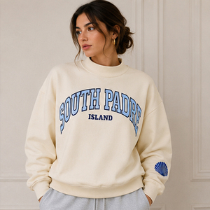 South Padre Island Custom Logo Collegiate Mock Neck <b>Sweatshirt</b> <b>Vintage</b> Oversized Women Varsity Pullover High Neck College - Product Image 4