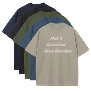 เสื้อยืดคอกลมแขนสั้นทรงโอเวอร์ไซส์สำหรับผู้ชาย สีพื้น ผ้าฝ้ายเจอร์ซีย์ 100% สไตล์ลำลอง ถักทอแบบเรียบ - Product Image 6
