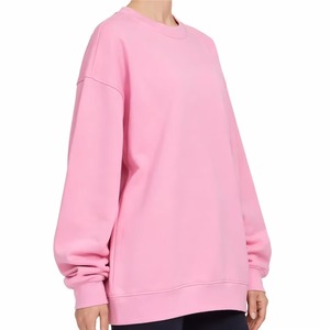 Women's Winter Pink Oversized Casual Pullover <b>Long</b> Sleeve Cotton Fleece <b>Sweatshirt</b> Front Logo Embroidery Quick Dry Breathable - Product Image 6