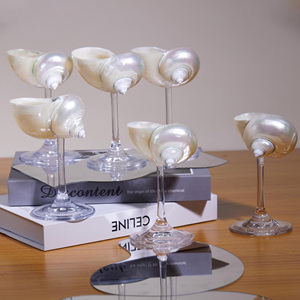 Vaso de cristal con diseño de conchas marinas para bebidas y agua, decoración oceánica. - Product Image 6