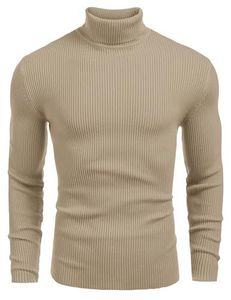 Suéter de cuello alto acanalado fino personalizado, ajustado, de punto de algodón suave, color blanco roto/crema, para usar como capa base. - Product Image 5
