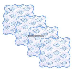 Servilletas de tela de algodón con borde festoneado para restaurantes, personalizables, cuadradas, con bordados festoneados, combinables, con diseño floral indio. - Product Image 4