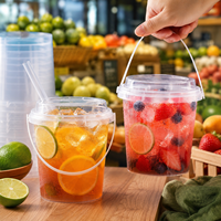 Transparante plastic emmertjes met handvatten en deksels, 16oz, 24oz, 32oz, voor verpakkingen van melkthee, fruitthee en sap.