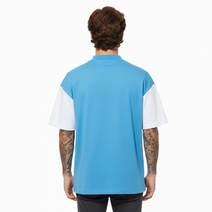 Camiseta de Hombre al por Mayor de la Mejor Calidad, Color Azul Claro, con Mangas Cortas Blancas, Transpirable, Antiarrugas, de Secado Rápido, para Verano - Product Image 3