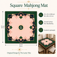 Tapis de Mahjong Pliable en Néoprène Vert Rose Art Déco de Luxe 33 Pouces, Tapis de Jeu de Poker Antidérapant Personnalisé au Design Original, Ensemble OEM