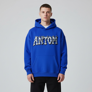 เสื้อฮู้ดซิปโอเวอร์ไซส์ผ้าเฟรนช์เทอร์รี่เนื้อหนัก 100% ผ้าฝ้าย สำหรับฤดูหนาว พิมพ์ลาย DTG ล้างสีแบบแอซิด ฮู้ดสองชั้น ทรงบ็อกซี่ สำหรับผู้ชาย - Product Image 3