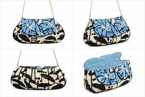 Luxury Handmade Fashion Blue Floral Beaded Nylon Shoulder Bag Women Chain Strap Evening Clutch Designer Embroidery Party Handbag - Product Image 4