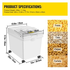 Contenitore Grande da 40L (10,5 Galloni) per Conservazione Riso, Dispenser Cibo per Cani, Contenitore per Ingredienti Cucina, Cereali, Farina - Product Image 4
