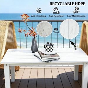 Tavolo Rettangolare Bianco da Esterno per Pranzo, Caffè o Uso in Terrazza e Giardino - Product Image 2