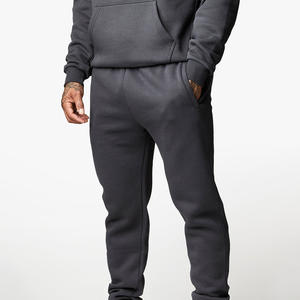 Conjunto de Sudadera con Capucha y Pantalones Deportivos para Hombre, Color Sólido, Manga Larga, Chándal Informal con Bolsillos Laterales, Cintura Elástica, Algodón de 340 g/m² - Product Image 2