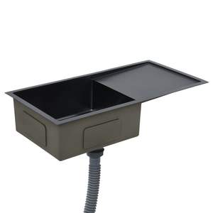 Évier de cuisine en acier inoxydable noir fait main - Product Image 4