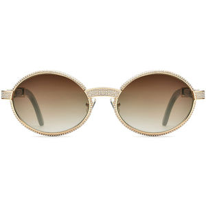 Gafas de Sol Redondas de Moissanita, Estilo Hip Hop, Lujosas y Brillantes, Montura de Cristal Personalizada, Gafas de Moda al por Mayor - Product Image 1