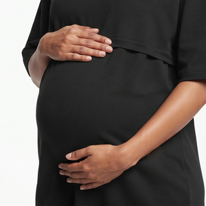 Camiseta Larga de Verano para Maternidad y Lactancia, Camiseta de Lactancia con Hombros Caídos para Mujer, Camiseta Larga de Maternidad 100% Algodón para Mujer - Product Image 3