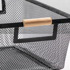 Cestas de Almacenamiento de Alambre Metálico, Contenedores de Malla para Despensa con Asas de Madera, Organizador de Cocina, Contenedores Utilitarios para Frutas y Aperitivos - Product Image 4