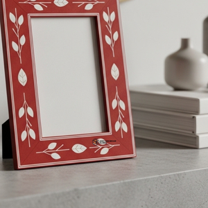 Cadre photo élégant en os incrusté de pierres rouges, fait main, décoration de luxe pour la maison - Product Image 2