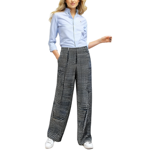 Pantalon de bureau décontracté pour femme, taille haute, coupe large, ample, avec motif, design personnalisé, vêtement d'été BD - Product Image 3