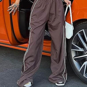 Pantalones Parachute de Pierna Ancha, Estilo Jogger Holgado con Cintura Elástica, Pantalones Deportivos Y2K para Mujer, Estilo Casual y Oversize - Product Image 2