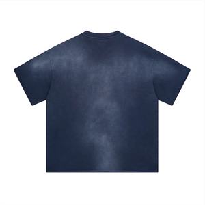 T-shirt lavé à bord brut surdimensionné personnalisé à la mode 305gsm t-shirts délavés au soleil - Product Image 2