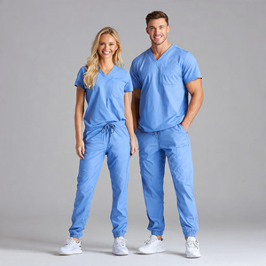 Unisex High Quality Custom Cotton Knitted Medical <b>Scrub</b> Suit Comfortable Stretch Hospital Uniforms - Product Image 4