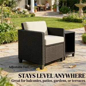 Ensemble de terrasse beige 3 pièces pour l'extérieur et le jardin - Product Image 3