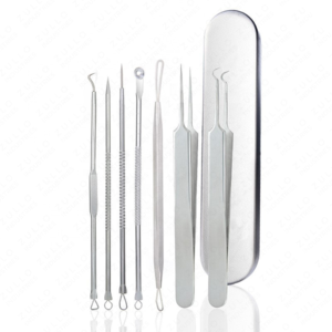 Kit de 5 extracteurs de points noirs et d'acné en acier inoxydable de qualité supérieure, outils professionnels de nettoyage des pores avec logo personnalisé - Product Image 6