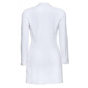 Uniforme Médico OEM de Alta Calidad: Bata Blanca con Cuello Mao y Pantalones Cortos Unisex de Tela de Lana Peinada para Detección de Agujas - Product Image 2