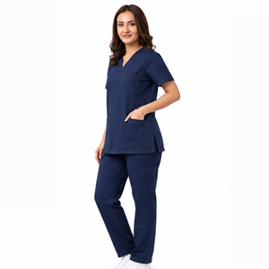 Ensemble d'uniformes médicaux personnalisés pour femmes en tissu tricoté Spandex/Polyester – Haut et pantalon confortables – Service OEM – Vente en gros - Product Image 2