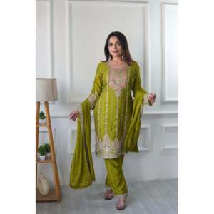 Ensemble de vêtements de fête pour femmes avec pantalon de travail séquentiel Dupatta - Product Image 2