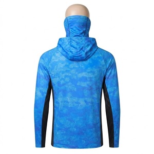 Men's Quick dry <b>Blue</b> Camouflage Hooded Fishing Shirt <b>Long</b> <b>Sleeve</b> UV Protection Quick Dry Anti-Uv Pullover breathable <b>Top</b> - Product Image 3