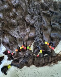 Extensiones de Cabello Humano Ondulado Indio Marrón Oscuro Natural, de Una Sola Capa, Cabello Virgen de Templo, Largo para Tejer - Product Image 3