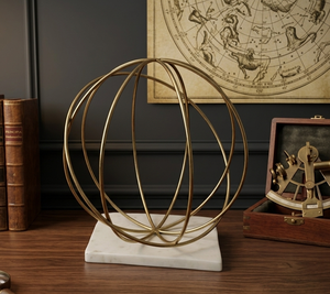 Decorative Accent Aluminium Luxury Ball Marble Base High Quality Object Handicraft Sculpture for Home <b>Table</b> Decoration Object - Product Image 2