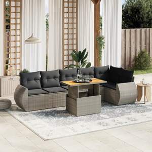 Grand ensemble de canapés de jardin modulaires en rotin PE gris, collection de meubles d'extérieur haut de gamme - Product Image 1