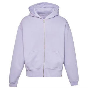 Sweat-shirt à capuche zippé noir pour homme, coupe classique, en molleton de coton, décontracté, pour l'automne, avec poches, tricoté, couleur unie - Product Image 3