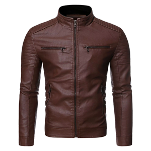 Men's <b>Winter</b> Plus Size Breathable Cow Skin <b>Leather</b> <b>Jacket</b> with Zipper Closure - Product Image 1
