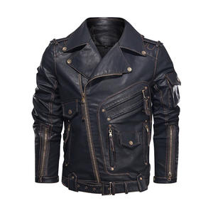 Nueva Chaqueta de Cuero Formal de Primavera para Hombre, Chaqueta de Cuero PU Impermeable, Cortavientos, Transpirable, con Bolsillos con Cremallera, Talla Europea - Product Image 1