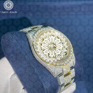 Montre de luxe Charm Jewels en acier inoxydable, boîtier de 40 mm, mouvement mécanique analogique, verre cristal, montre de mode pour homme, date automatique - Product Image 3