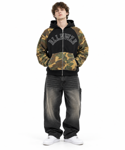 Sudadera con capucha y cremallera para hombre, camuflaje, estilo universitario, streetwear, gráfico, logotipo personalizado, marca privada, fabricante de ropa al por mayor - Product Image 3
