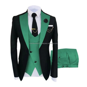 Men Suits 3 Pieces Tailored Best Man Groom Wedding Tuxedo Slim Fit Jacquard Two-color Blazer Jacket Vest Pants Tuxedo Clothing - Product Image 4