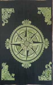 Small <b>Poster</b> Compass Star Printed Cotton Tapestry Handmade Door Decor Wall Hanging By Indian Consigners - Product Image 5