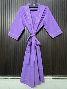 Peignoir de luxe en coton épais violet à séchage rapide pour femmes et couples, avec cordon de serrage, couleur unie - Product Image 2