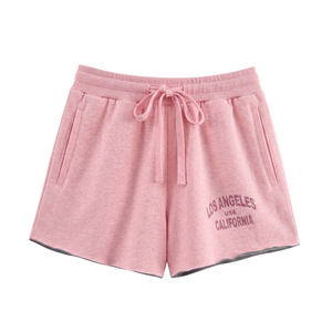 Pantalones Cortos Deportivos Personalizados al por Mayor para Mujer, Shorts de Yoga, Pantalones Casuales Holgados con Estampado Puff, Pantalones Cortos de Algodón para Gimnasio, Shorts Casuales de Verano para Mujer - Product Image 1