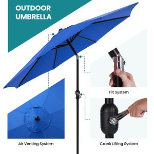 Outdoor Patio Umbrella 8 Sturdy Ribs Push Button Tilt Crank Market Umbrella UV Protection Waterproof Garden Back for Backyards - Product Image 6