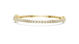 Bracelet tennis unique en diamant de laboratoire, double fermoir de sécurité, or jaune massif 18 carats plaqué rhodium, idéal pour les cadeaux de luxe et les soirées. - Product Image 2