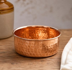 Cuenco de Cobre Martillado Artesanal Estilo Vintage, Cuenco Metálico para Servir Comida, Sin Recubrimiento - Product Image 3