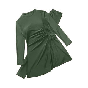 Traje de baño modesto para mujer con camiseta de natación de manga larga, leggings acuáticos y pañuelo a juego para la cabeza, cómodo para actividades en la playa. - Product Image 2