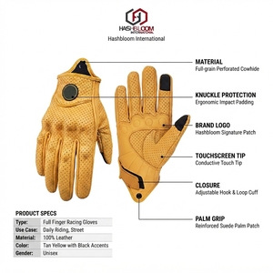 Gants de course unisexes en cuir perforé à doigts entiers pour usage quotidien - Product Image 5