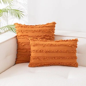 Funda de Cojín Rectangular Roja con Volantes, Estilo Bohemio, Decoración del Hogar, Cierre Envolvente, 100% Algodón - Product Image 5