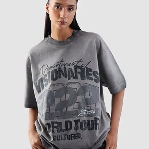 T-shirt gris streetwear pour homme, coupe ample, imprimé graphique, style décontracté, manches courtes, vintage, unisexe, très tendance - Product Image 1