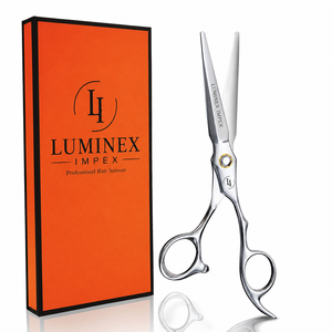 Ciseaux droits pour gauchers NYBL-55 de 5,5 pouces, JAPON, acier 440C, tranchants, dureté 58-59HRC, manche en acier inoxydable, ciseaux de barbier, cheveux, 28 - Product Image 2